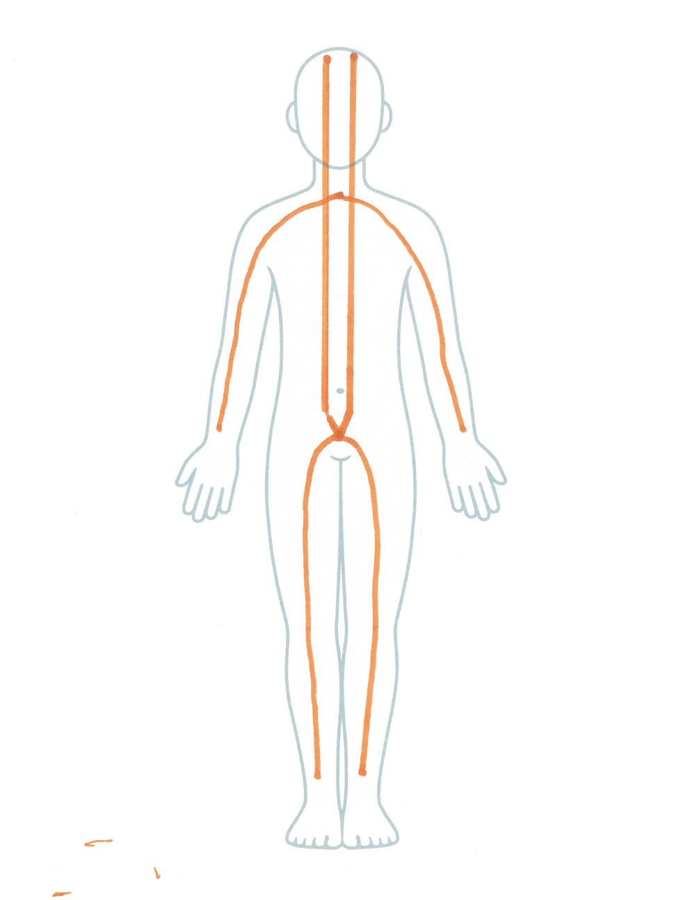 Map, energy flow, top of head.